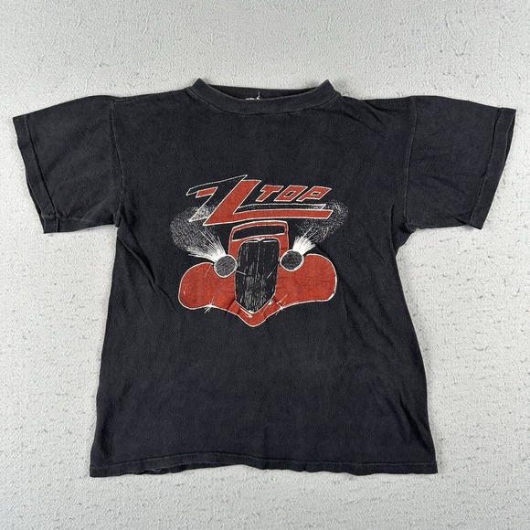 Vtg 80s ZZ Top Eliminator T Shirt Men's XS Black‎ Short Sleeve Music Rock Band